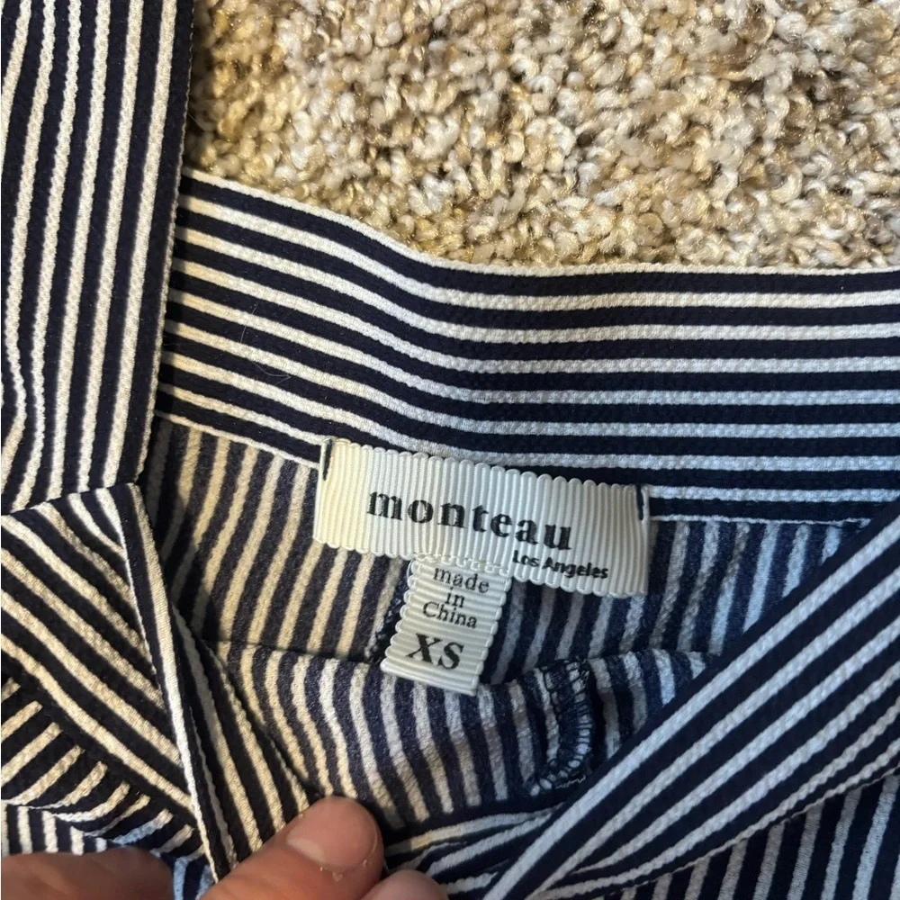 Monteau Women Striped Jumpsuit with Pockets XS - Picture 6 of 10